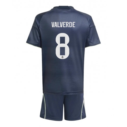 Stroje piłkarskie Real Madrid Federico Valverde #8 Koszulka Wyjazdowej dla dzieci 2025-26 Krótki Rękaw (+ szorty)